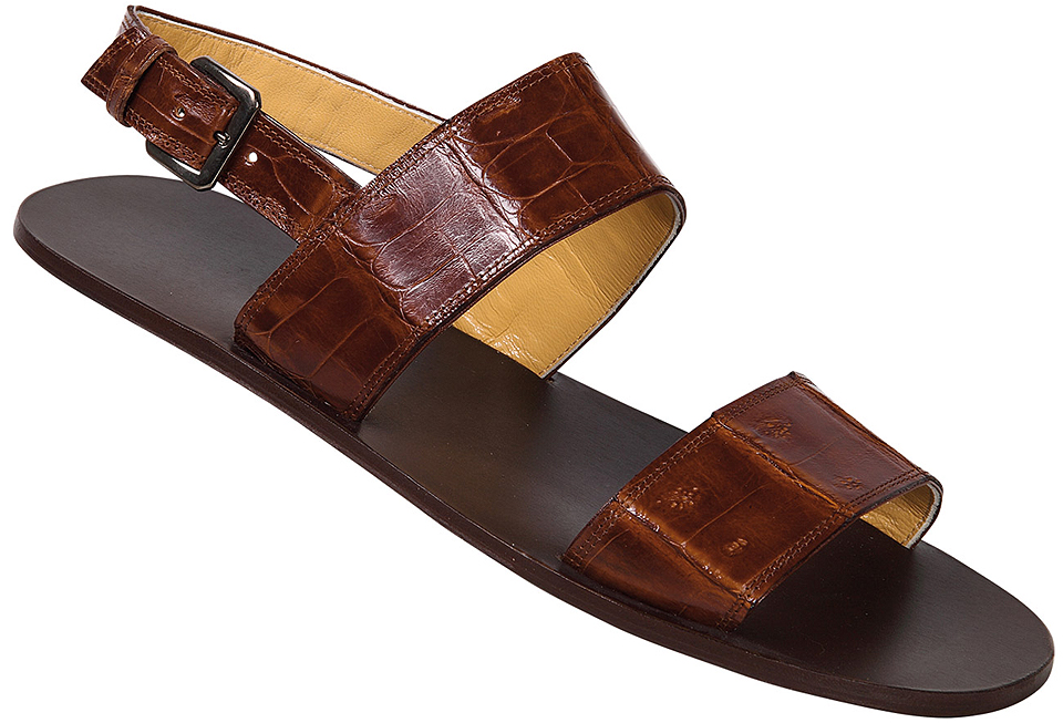 Mauri "1496" Dark Brown Genuine Baby Crocodile Sandals