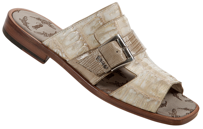 Mauri "1653" Bone Genuine Baby Crocodile / Tejus Lizard Sandals