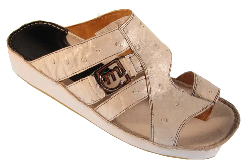 Mauri "1762A" Cream Genuine Ostrich Sandals