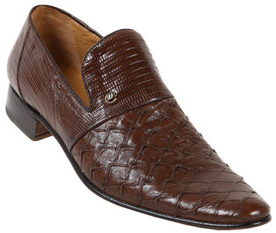 Mauri 4264 Coffee Lizard/Nappa Plaited Leather Shoes