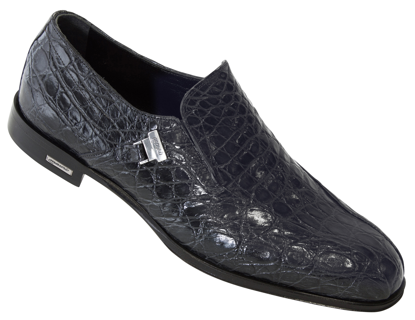 Mauri "4666/2" Charcoal Grey Genuine Flanks Crocodile Loafer Shoes