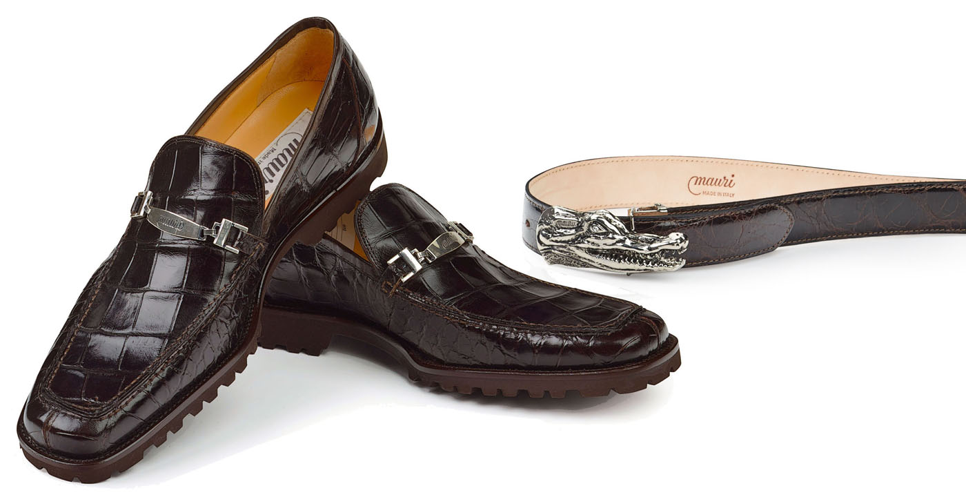 Mauri 4692 Dark Brown Genuine Alligator With Bracelet Loafer Shoes