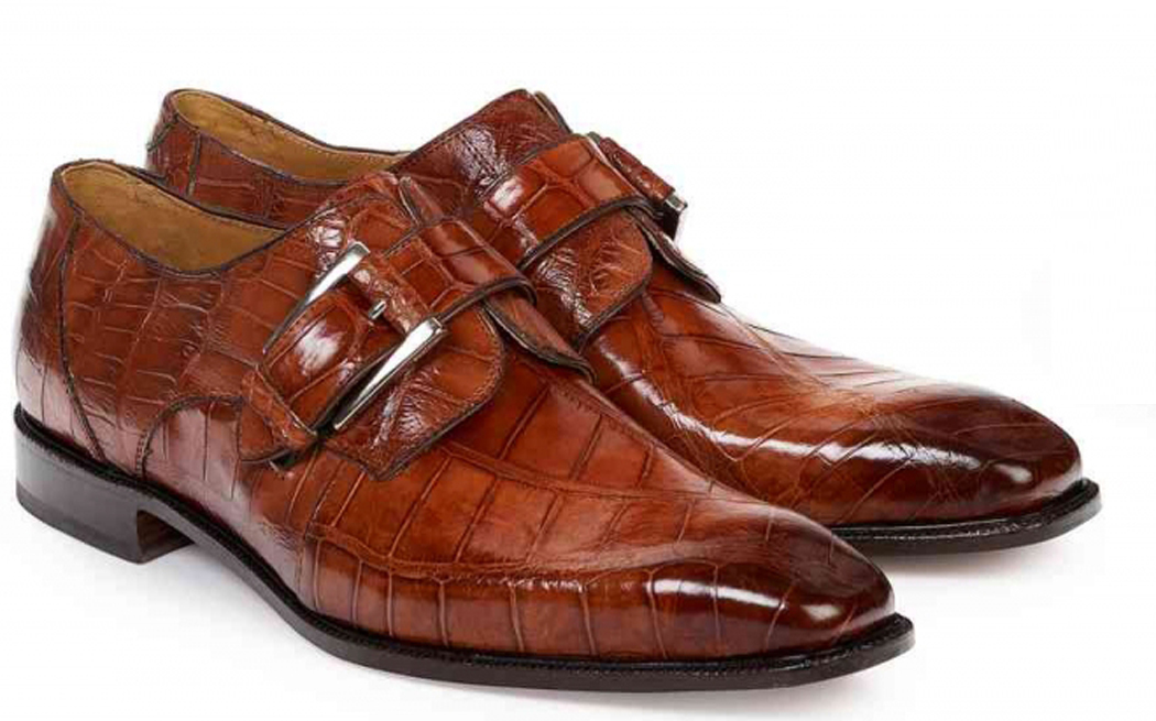 Mauri ''4853'' Burnished Gold Genuine Body Alligator Hand Painted Shoes With Buckle.