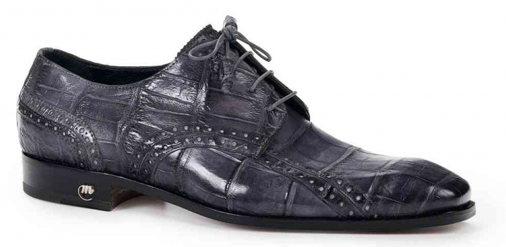 Mauri ''4858''Burnished Medium Grey Genuine Body Alligator Hand Painted Shoes.