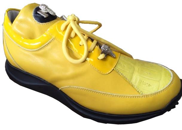 Mauri "8761" Yellow Genuine Baby Crocodile / Patent Leather / Nappa Sneakers