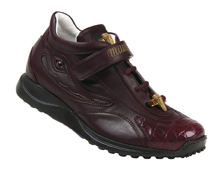 Mauri 8931 Ruby Red Genuine Alligator / Nappa Boots With Eyes, Monk Strapes, Mauri Gold Alligator Head