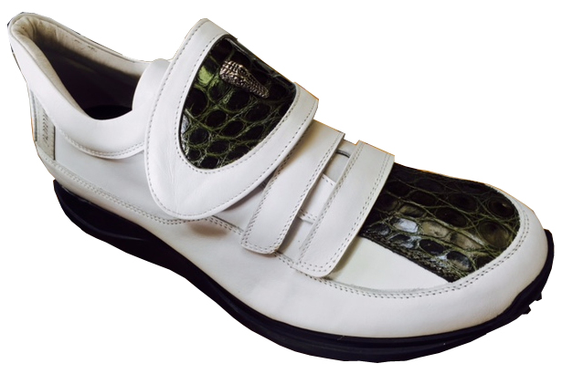 Mauri "8981" Green Genuine Alligator / White Nappa Sneakers