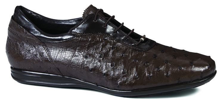 Mauri "9295/2" Nicotine Genuine Ostrich / Dark Brown Calf Casual Sneakers.