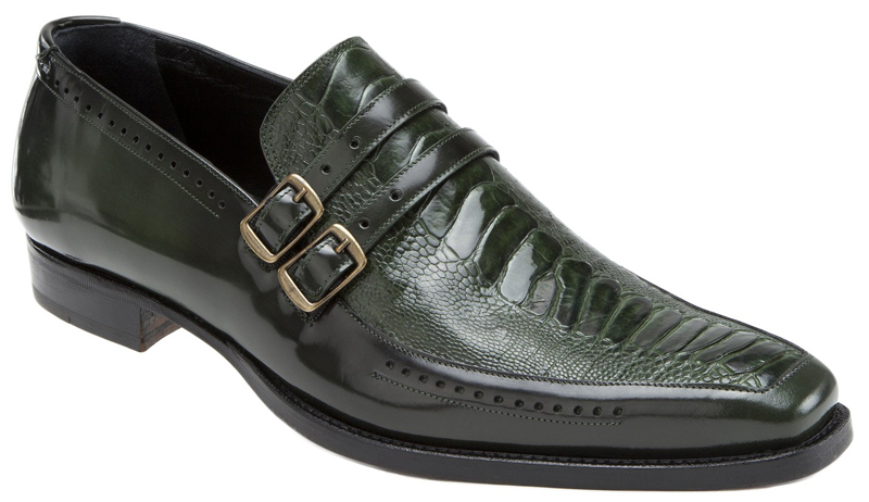 Mauri "Alpina" 4361 Forest Green Genuine Ostrich Leg Dover Leather Loafer Shoes
