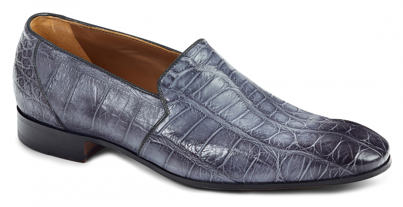 Mauri "Celio" 4440/3 Medium Grey All Over Genuine Body Alligator Hand Painted Loafer Shoes.