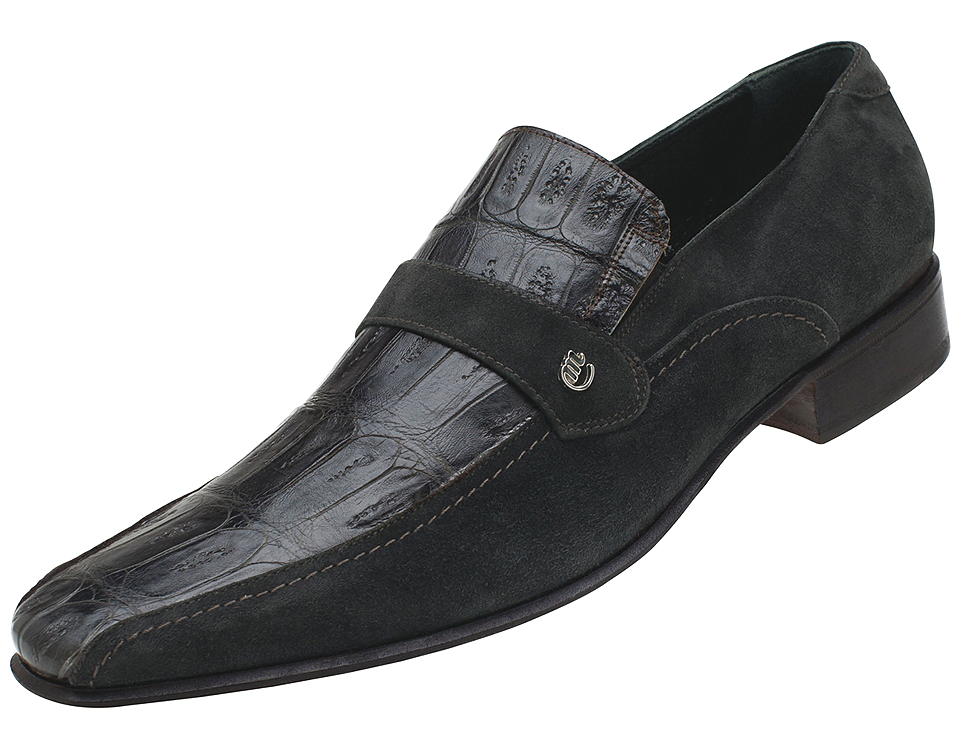 Mauri "Drive" M754 Charcoal Gray Genuine Crocodile / Suede Leather Shoes