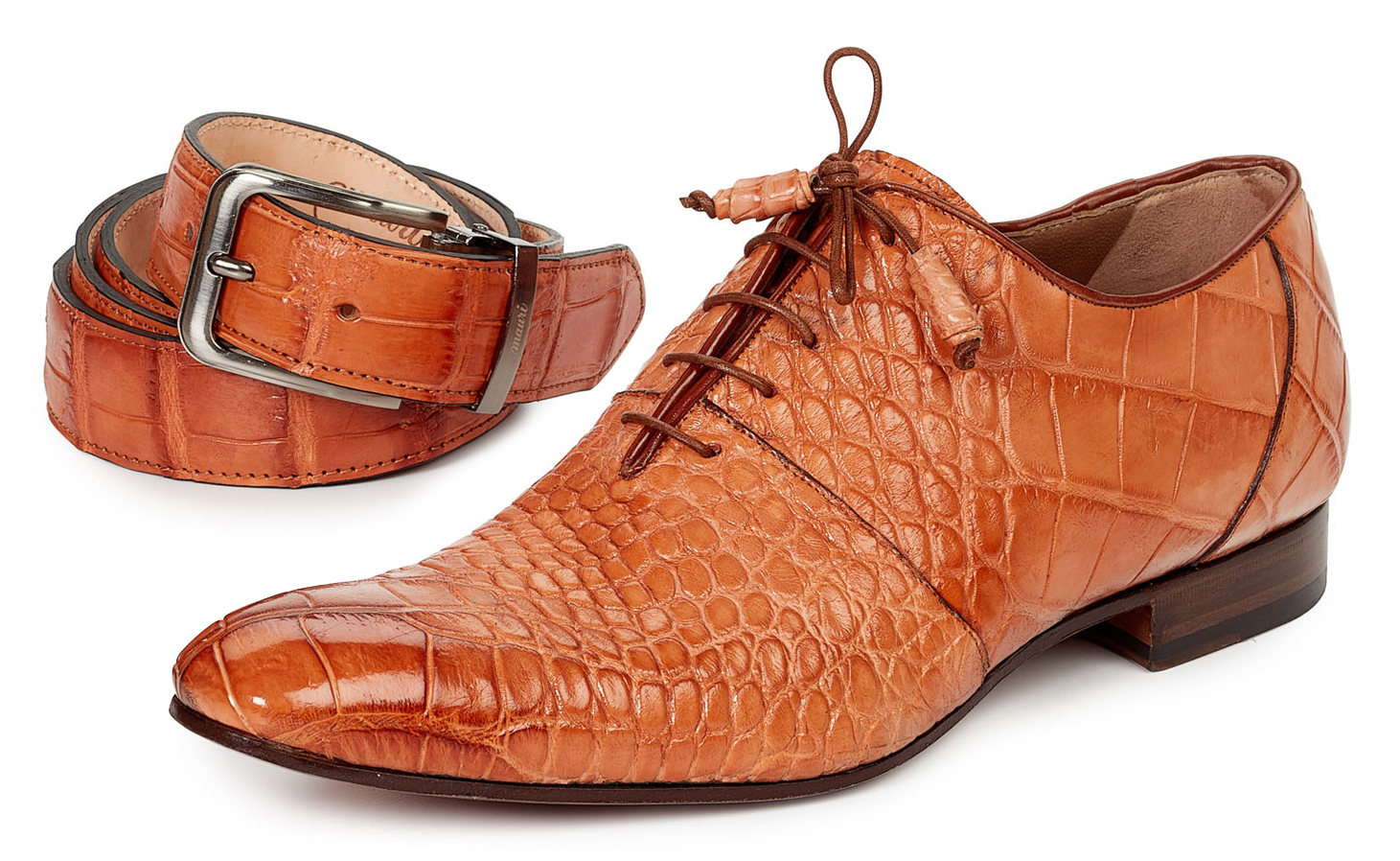 Mauri "Echo" 1078 Cognac Genuine Body Alligator Hand Painted Shoes