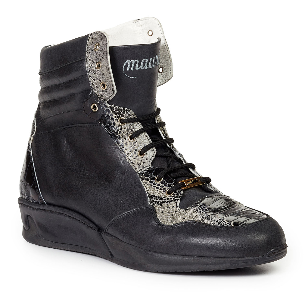 Mauri "Elio" M727 Black Genuine Calf / Ostrich Leg Sneakers
