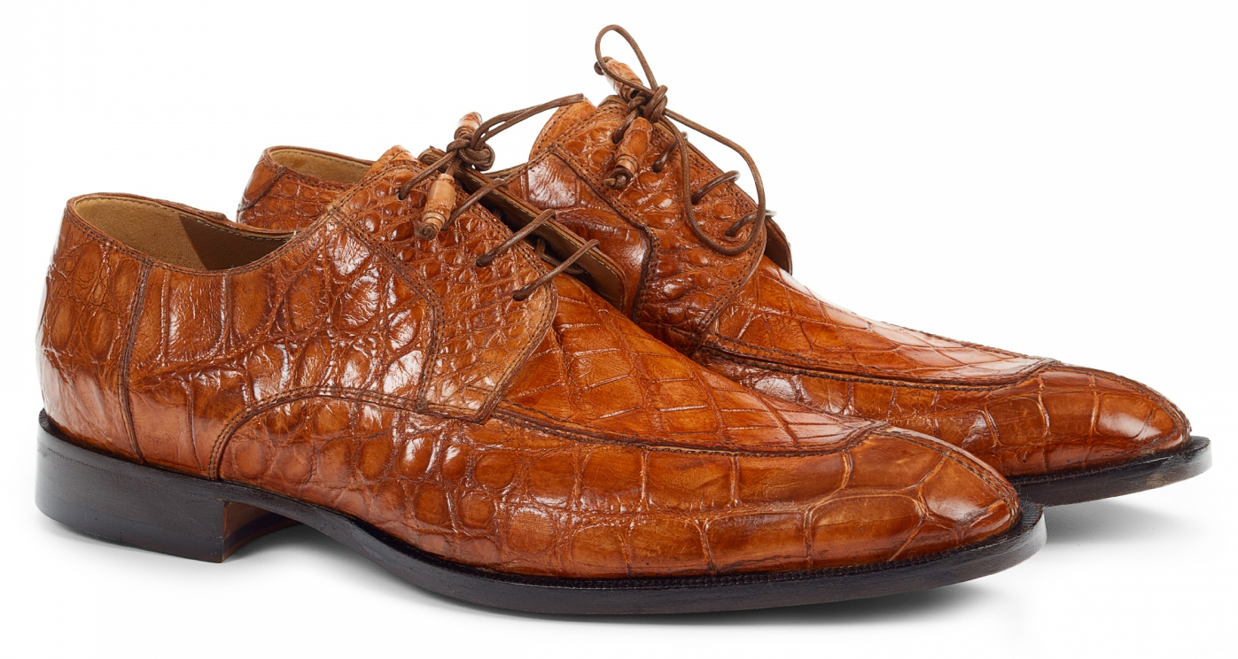 Mauri "Flavio" 1081 Cognac All Over Genuine Body Alligator Hand Painted Shoes.