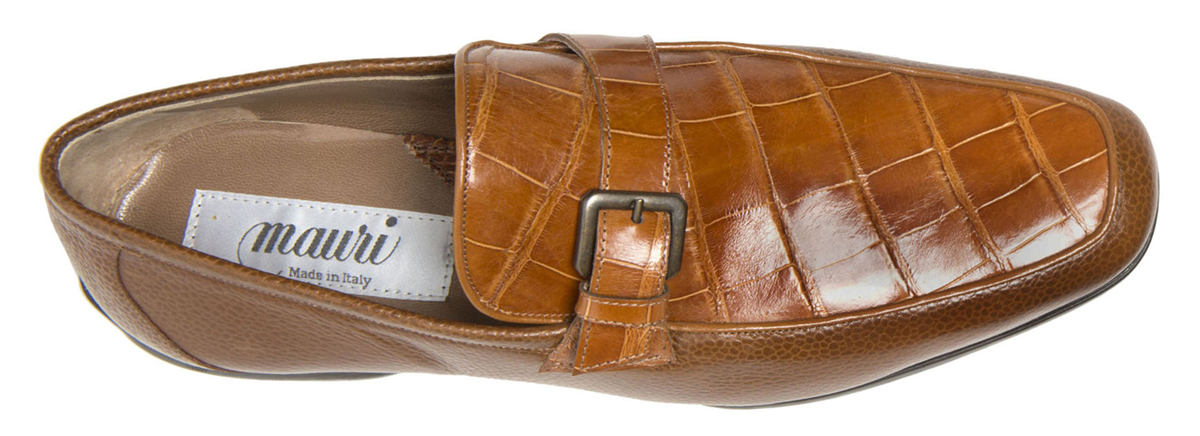 Mauri "Fontana" 9259/1 Cognac Genuine Pebble Grain Calf / Alligator Casual Shoes