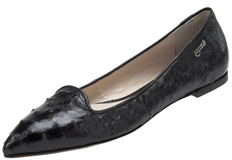 Mauri Ladies "Ballerina" Black Genuine Ostrich Loafer Dress Shoes