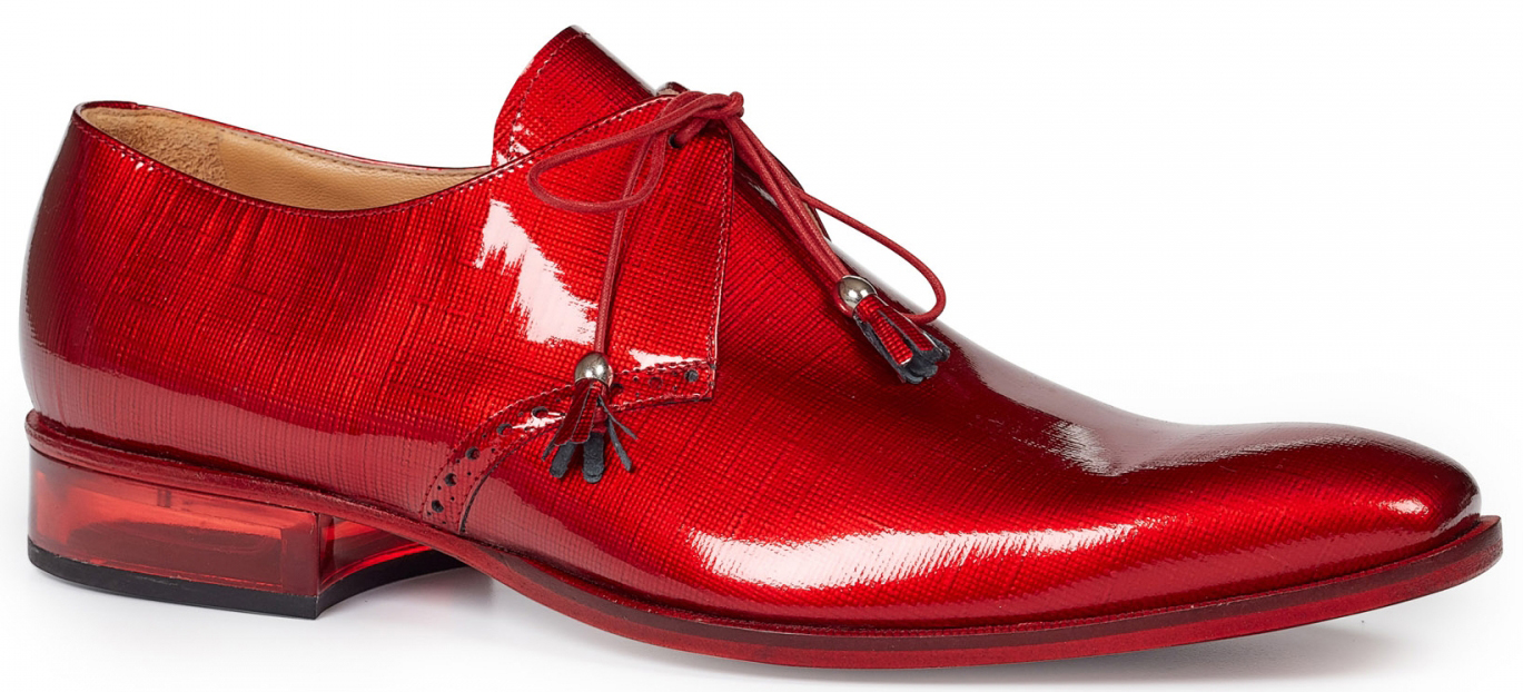 Mauri "Mantegna" 4801 Red Genuine Canapa Patent Leather Lace-up Shoes.