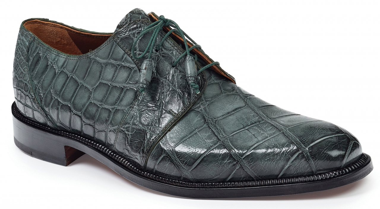 Mauri "Massari" 1003 Burnished Olive Genuine Body Alligator Hand Painted Oxford Shoes