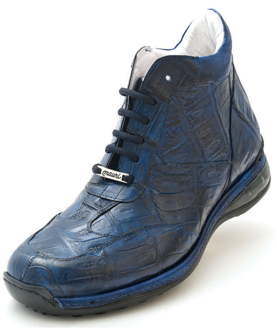 GentWith Empire Navy Blue Crocodile Pattern Sneakers