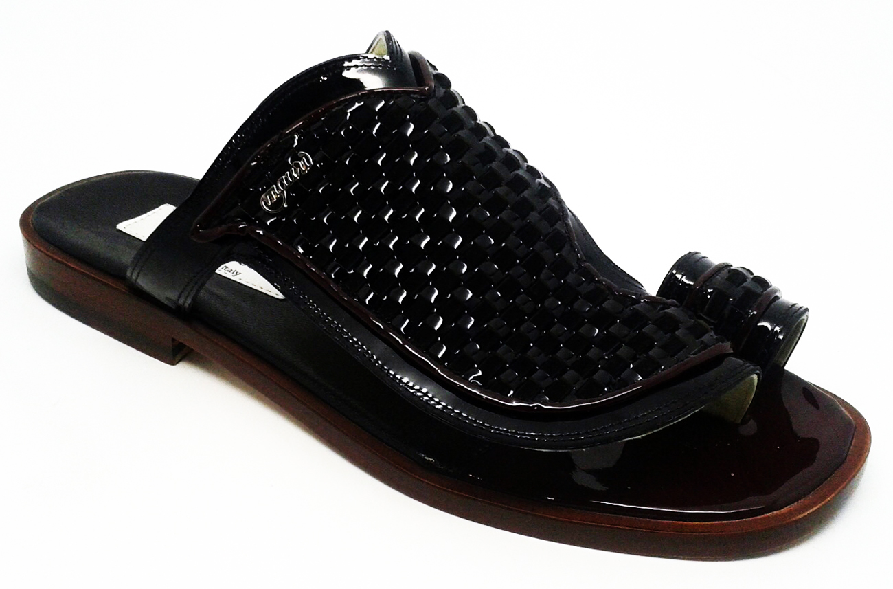 Mauri "Rovere" 1649 Black Genuine Patent / Woven Patent / Suede Sandals