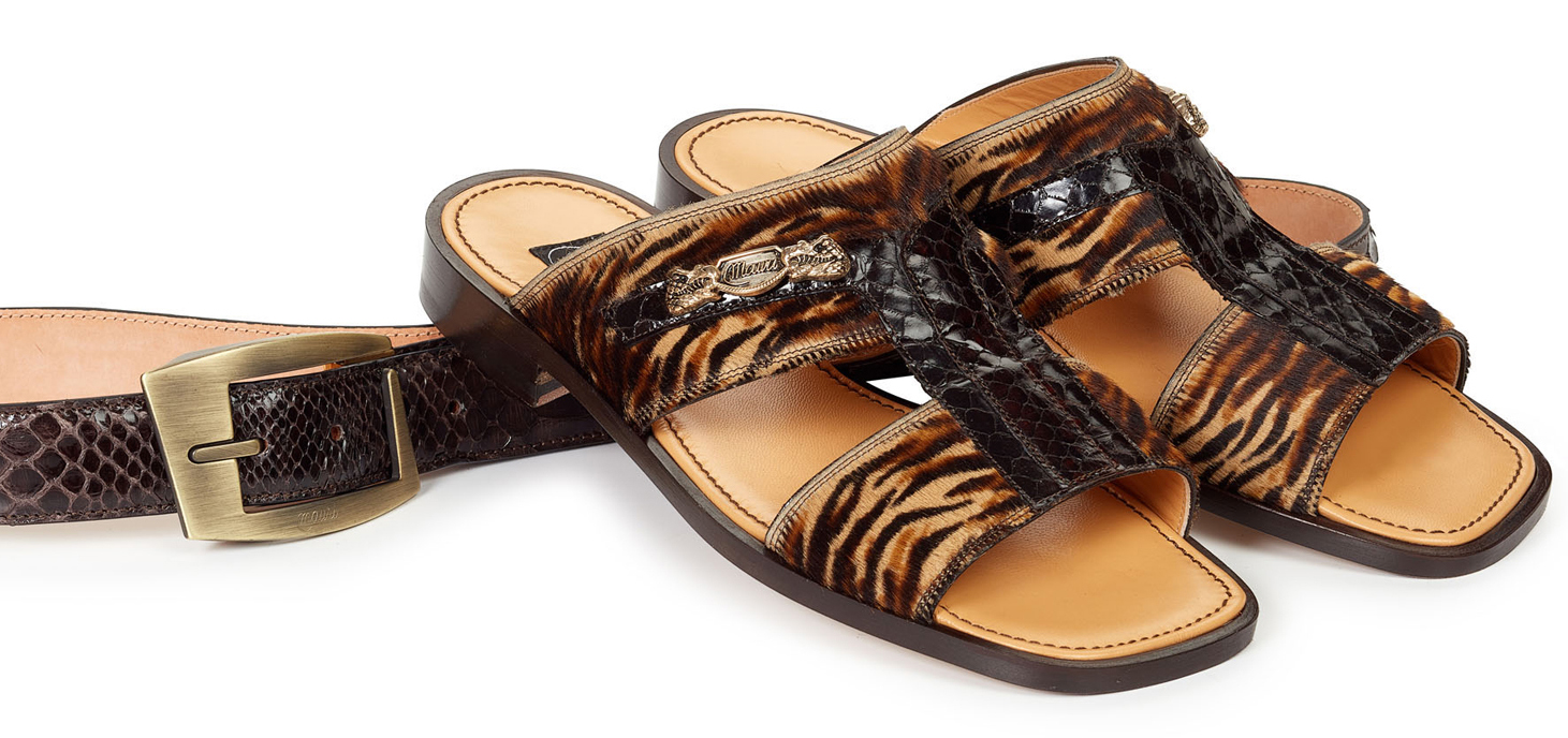 Mauri "Savana" 1450 Brown - Beige Genuine Pony Maculated / Dark Brown Whips Sandals