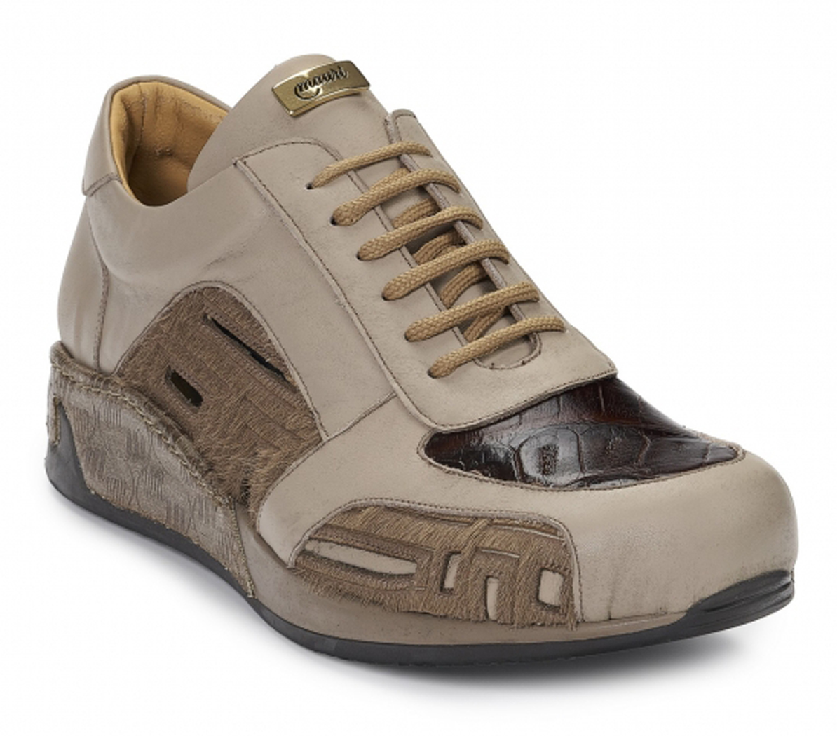 Mauri ''Tevere'' 8587 Sport Rust / Perforated Brown / Genuine Nappa / Baby Crocodile / Pony Casual Sneakers.