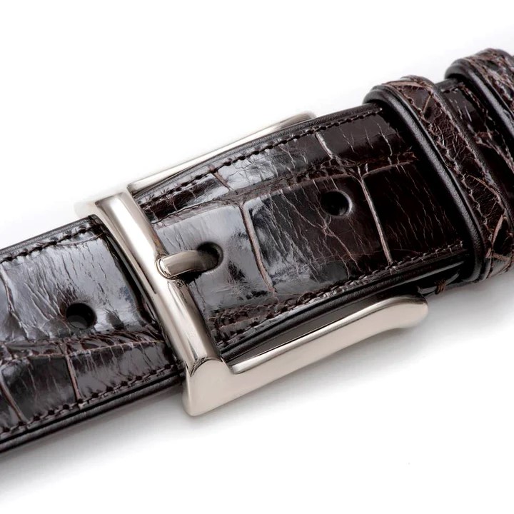 Mezlan Dark Brown Genuine Alligator Belt AO7907.
