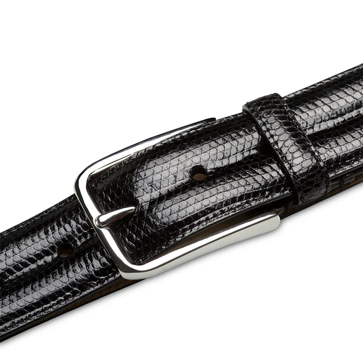 Mezlan Black Classic Genuine Lizard Leather Belt AO11530.