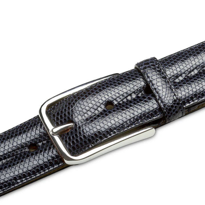 Mezlan Blue Classic Genuine Lizard Leather Belt AO11530.
