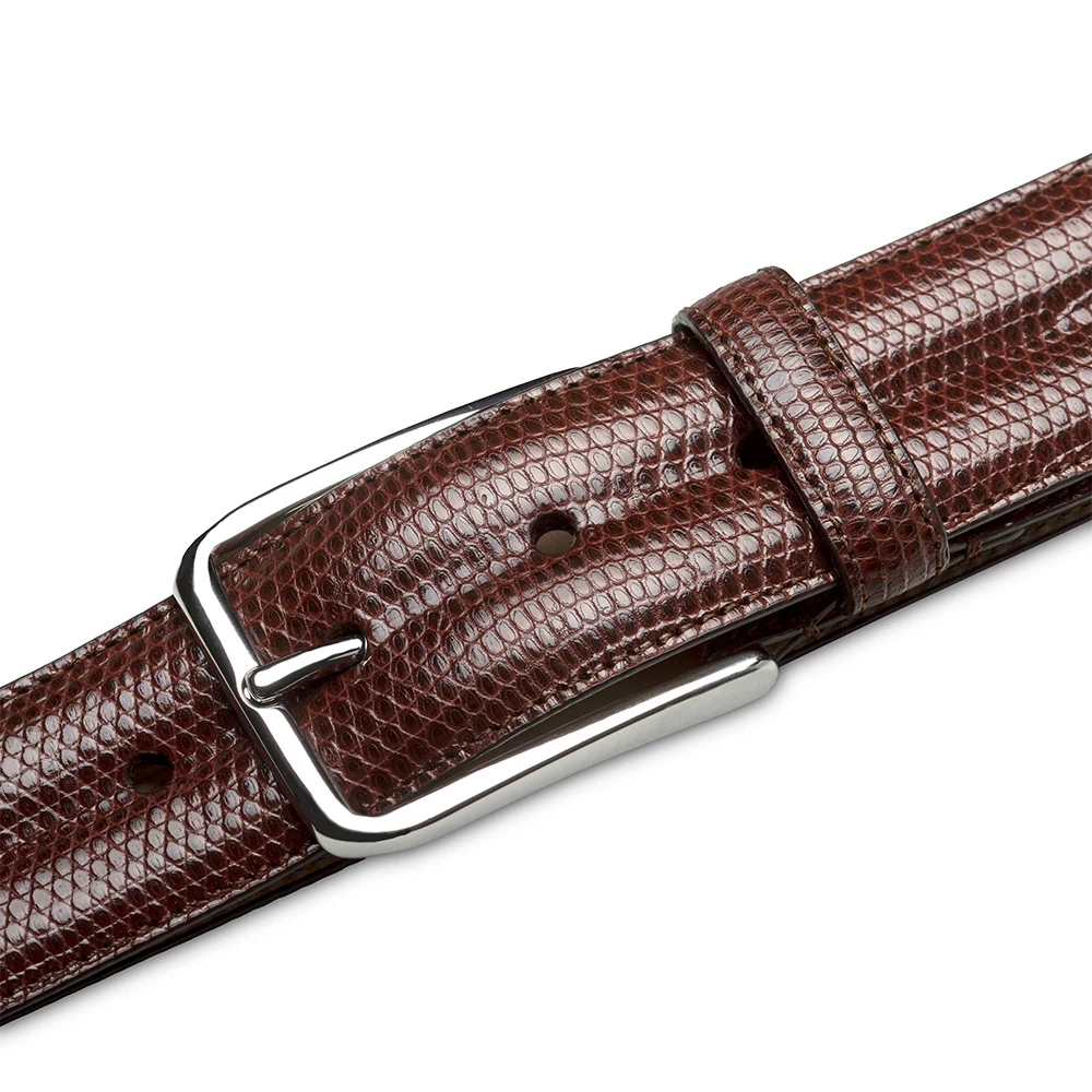 Mezlan Dark Brown Classic Genuine Lizard Leather Belt AO11530.