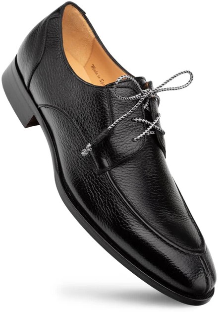 Mezlan "Fratello" Black Genuine Soft-Textured Deerskin Leather Laceup Shoes 20937.