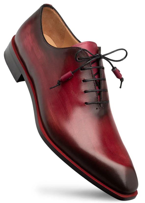 Mezlan "Dietro" Burgundy Genuine Patina-Finish Calfskin Leather Oxford Shoes 21068.