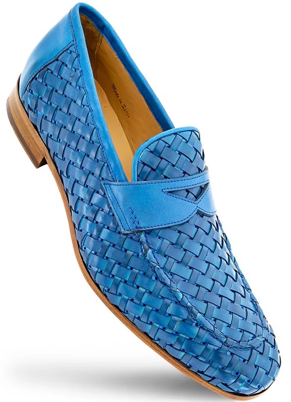 Mezlan "Solomeo" Jeans Genuine Hand-Woven Calfskin Leather Penny Loafer 21101.