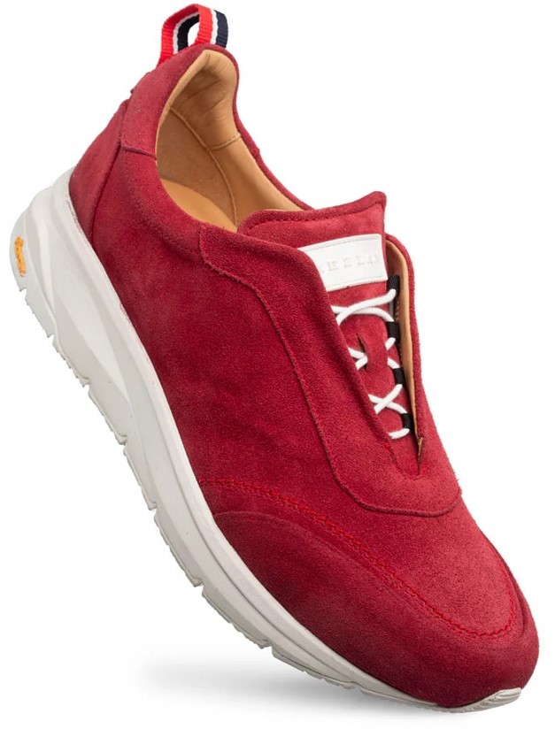 Mezlan "Alcoy" Red Genuine Suede Leather Slip-On Sneaker 21118.