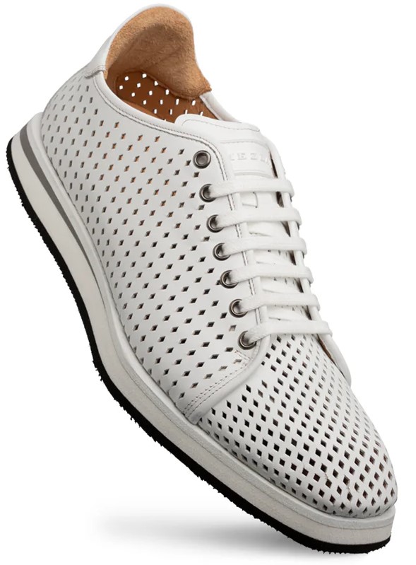 Mezlan "Luce" White Genuine Perforated Leather Sneaker 21154.