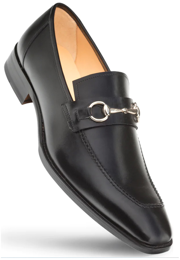 Mezlan E20482 Black Genuine Calf-Skin Leather Horsebit Loafers