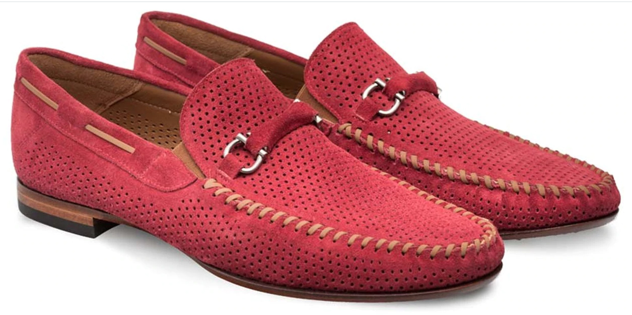 Mezlan Marcello Men's Designer Shoes Red Suede Leather Moccasin – Dellamoda