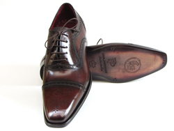 hand painted burgundy & brown Calfskin Captoe shoe