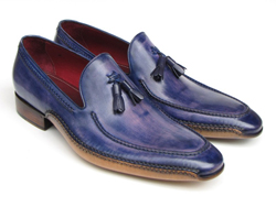 purple loafer shoe with tassle