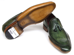 Bottom of a green loafer shoe