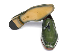 Paul Parkman 083 Green Genuine Leather Loafer With Tassel