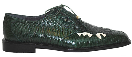 side of Romano Green Lizard with Eyes & Teeth Shoes