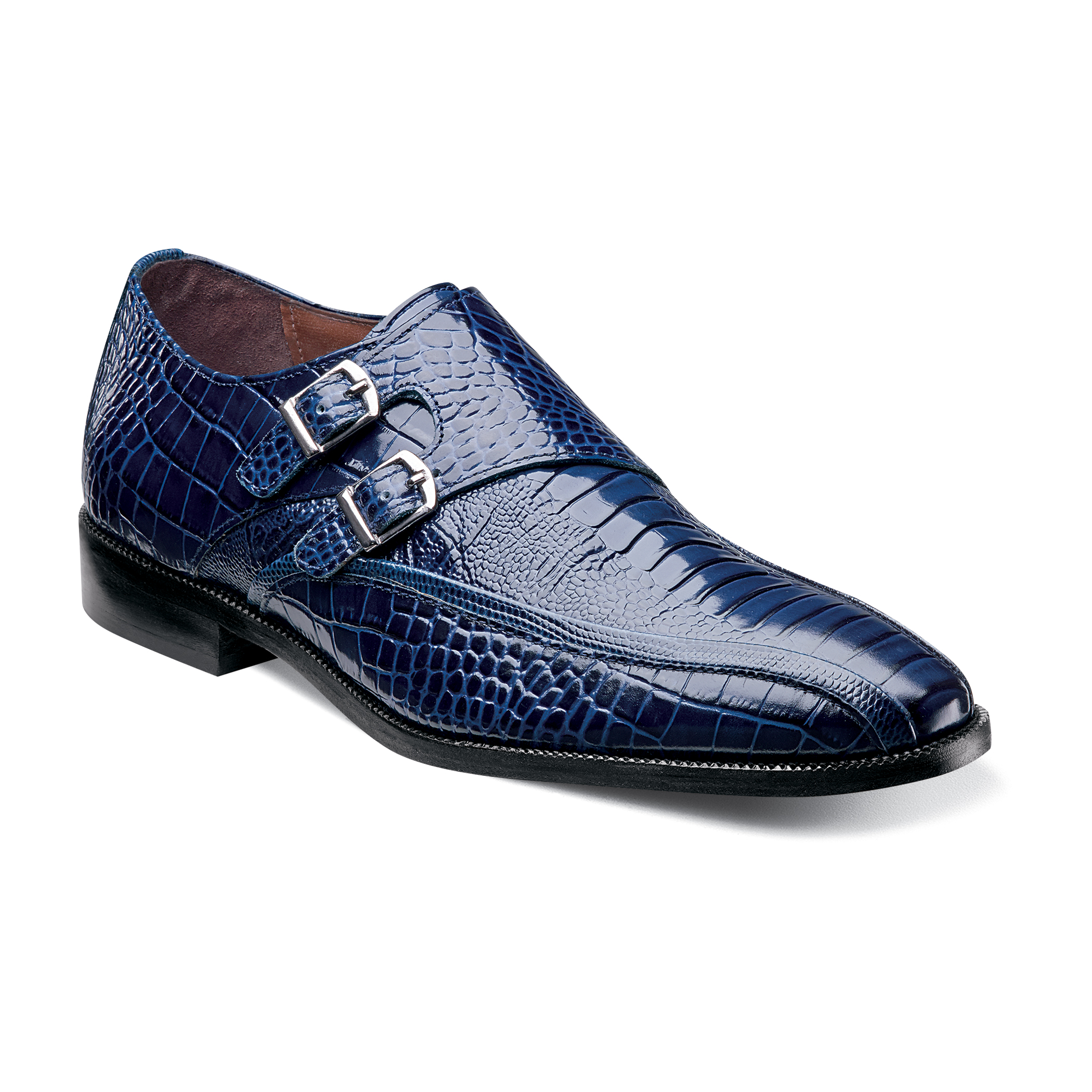 Stacy Adams Kasimir Blue Crocodile / Ostrich Print Double Monk Strap ...