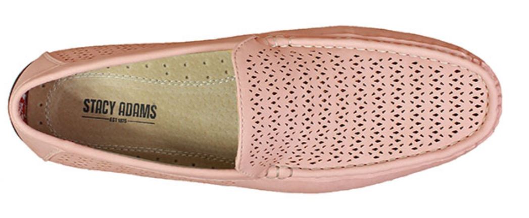 Men Stacy Adams Shoes Cicero Perfed Slip On Misty Rose 25172-665 Driving Comfort 