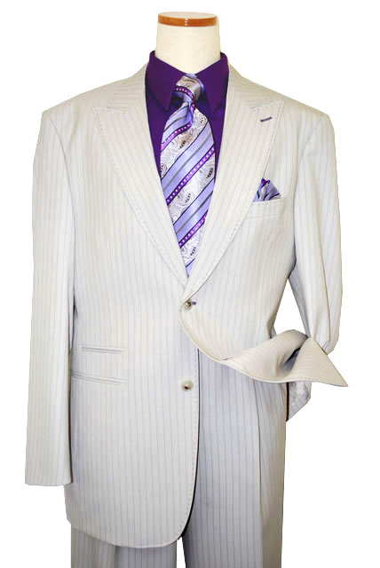 NWT~STEVE HARVEY OFF WHITE WITH LAVENDER PINSTRIPES WOOL & SILK SUIT ...
