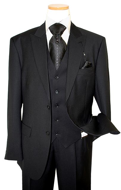 Steve Harvey Classic Collection Black Shadow Pinstripes Super 120's ...