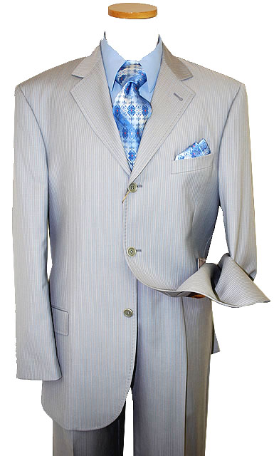 Extrema by Zanetti Silver Grey With Powder Blue/White Pinstripes Super