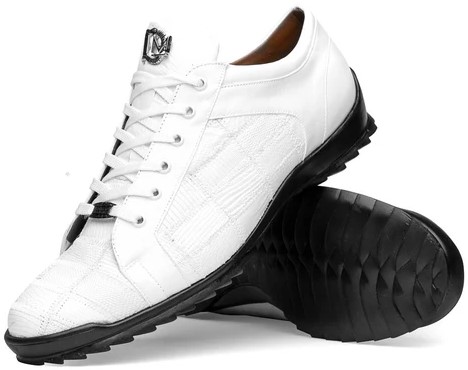 Marco Di Milano ''Bari'' White Genuine Lizard Fashion Sneakers