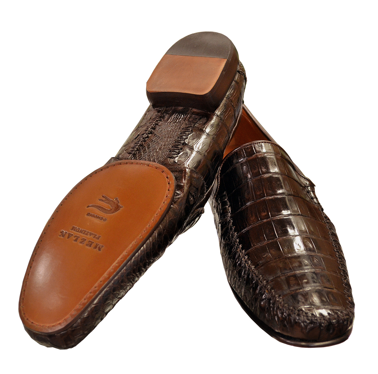 Mezlan Simon 6817-F Brown Genuine All-Over Crocodile Loafer Shoes ...