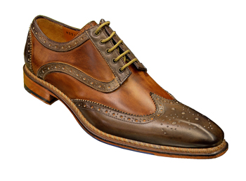 Jose Real Chocolate Brown Italian Wingtip Shoes With Contrast Perforation